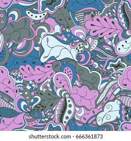 Seamless abstract hand-drawn waves pattern. 