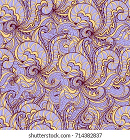 Seamless abstract hand-drawn waves pattern. Vector background. 