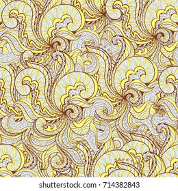 Seamless abstract hand-drawn waves pattern. Vector background. 