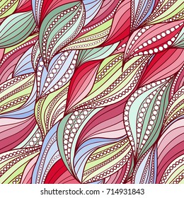 Seamless abstract hand-drawn waves pattern, wavy background. Pattern can be used for wallpaper, pattern fills, web page background,surface textures. Wavy stripes with dots or bubbles