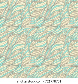 Seamless abstract hand-drawn waves pattern, wavy background. Pattern can be used for wallpaper, pattern fills, web page background,surface textures. Wavy stripes with dots or bubbles