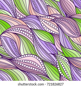 Seamless abstract hand-drawn waves pattern, wavy background. Pattern can be used for wallpaper, pattern fills, web page background,surface textures. Wavy stripes with dots or bubbles