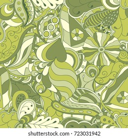 Seamless abstract hand-drawn waves pattern. Doodle style