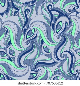 Seamless abstract hand-drawn waves texture. Vector background.
