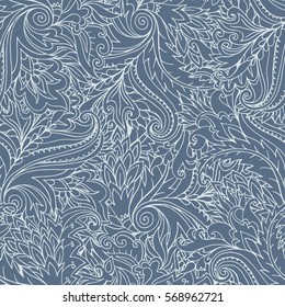 Seamless abstract hand-drawn waves vector pattern, decorative abstract background.