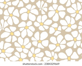 Seamless abstract  handmade floral background. Vector pattern with white abstract flowers.