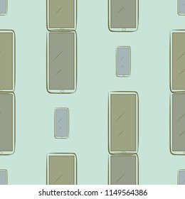 Seamless abstract handphone or mobilephone. For web page, wallpaper, graphic design, catalog, texture or background. Vector artwork.