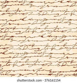 Seamless abstract handwritten text on old paper