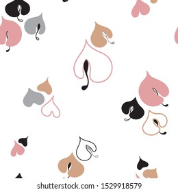 Seamless abstract heart leaf pattern design 