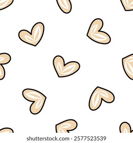 Seamless abstract heart pattern doodle and flat illustration with organic style

