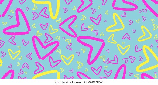 Seamless abstract heart pattern. Unique and energetic background. Geometric pattern. Digital design for fabric prints. Vector illustration