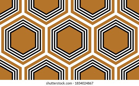 Patrón hexágono abstracto sin inconvenientes sobre fondo marrón.EPS10 Ilustración.