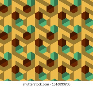 Seamless abstract hexagons textile pattern. Multicolor modern stylish background cover geometric shapes.