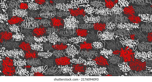 Seamless Abstract Hip Hop Street Art Graffiti Style Urban Calligraphy Vector Illustration Background