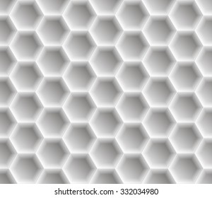 Seamless abstract honeycomb  background - hexagons. Color white with shadows. Vector illustration EPS8.