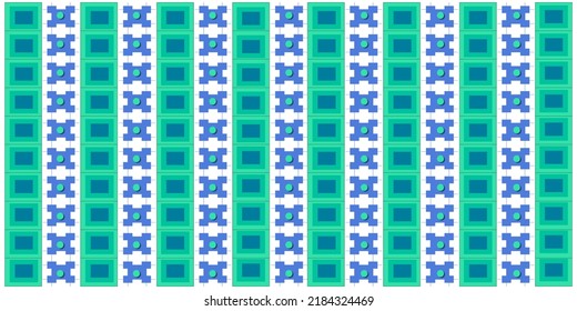 Seamless abstract icons pattern design, vector illustration banner in colored background. Can be used as digital template, web poster, print on textile, fabric, wallpaper, packaging and decorations.