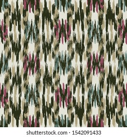 Seamless abstract ikat pattern with colorful strokes.
