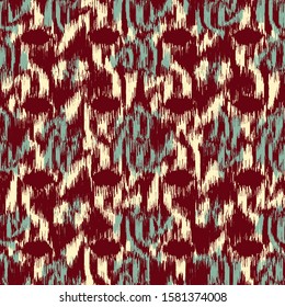 Seamless abstract ikat pattern with colorful strokes.
