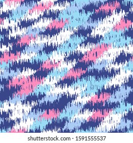 Seamless abstract ikat pattern with colorful strokes.
