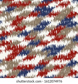 Seamless abstract ikat pattern with colorful strokes.
