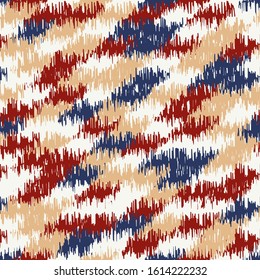 Seamless abstract ikat pattern with colorful strokes.
