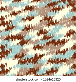 Seamless abstract ikat pattern with colorful strokes.