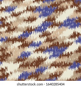 Seamless abstract ikat pattern with colorful strokes.
