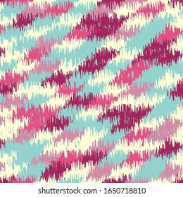 Seamless abstract ikat pattern with colorful strokes.
