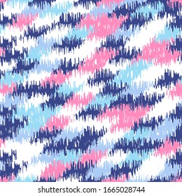 Patrón de ikat abstracto sin inconvenientes con trazos coloridos.
