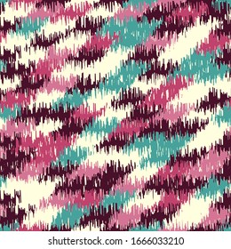 Patrón de ikat abstracto sin inconvenientes con trazos coloridos.
