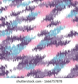 Seamless abstract ikat pattern with colorful strokes.

