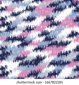 Seamless abstract ikat pattern with colorful strokes.
