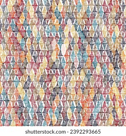 Seamless abstract ikat pattern. Grunge texture. Bohemian print for textiles. Vector illustration.