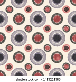 Seamless abstract ikat pattern with the image of circles.
