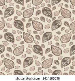 Seamless abstract ikat pattern with image of leaves.
