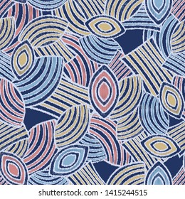 Seamless abstract ikat pattern with the image of geometric shapes and lines.
