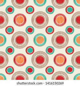 Seamless abstract ikat pattern with the image of circles.
