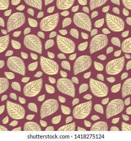 Seamless abstract ikat pattern with image of leaves.
