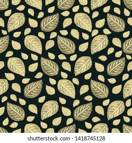 Seamless abstract ikat pattern with image of leaves.
