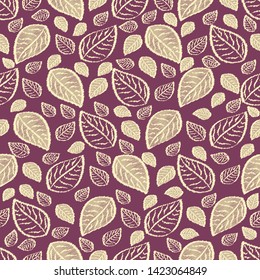 Seamless abstract ikat pattern with image of leaves.
