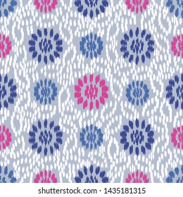 Seamless abstract ikat pattern with the image of floral ornament.
