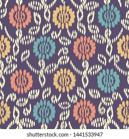 Seamless abstract ikat pattern with the image of floral ornament.
