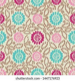 Seamless abstract ikat pattern with the image of floral ornament.
