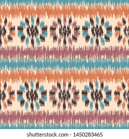 Seamless abstract ikat pattern with the image of floral ornament.
