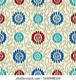 Seamless abstract ikat pattern with the image of floral ornament.
