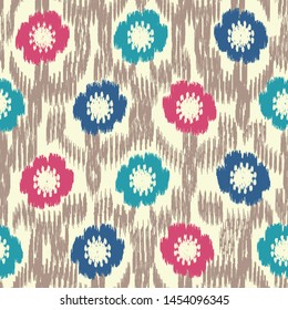Seamless abstract ikat pattern with the image of floral ornament.
