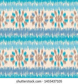 Seamless abstract ikat pattern with the image of floral ornament.
