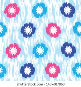 Seamless abstract ikat pattern with the image of floral ornament.
