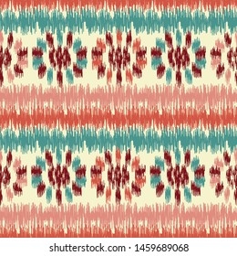 Seamless abstract ikat pattern with the image of floral ornament.
