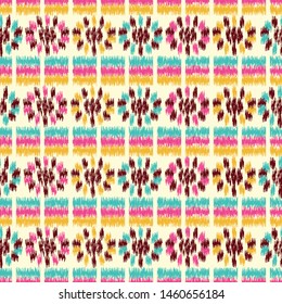 Seamless abstract ikat pattern with the image of floral ornament.
